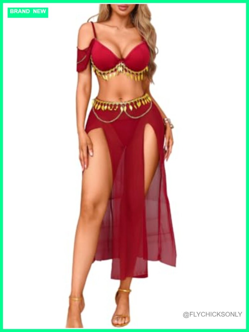 Sequin Belly Dancer 3 Piece Skirt Costume